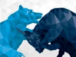 Bull and Bear graphic stylized in triangles